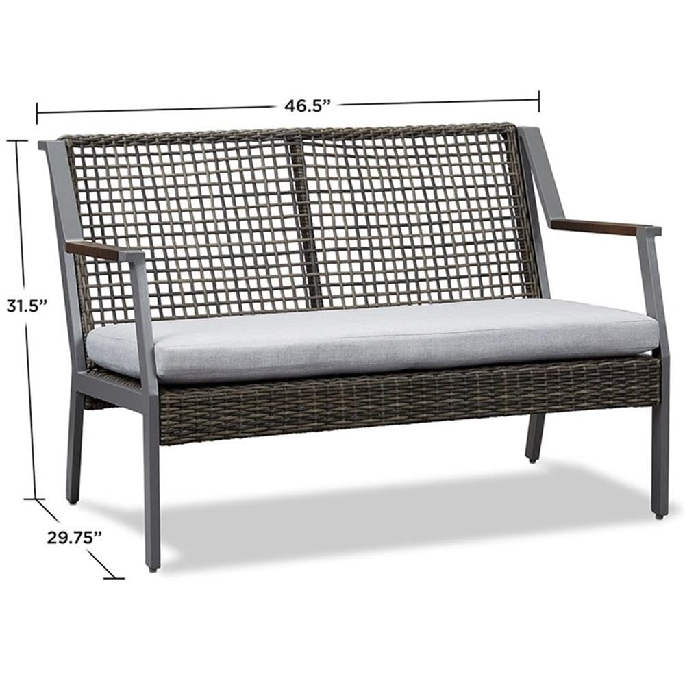 Home Square 2 Piece Patio Set - Gray Loveseat & Large Propane Fire Table for Outdoor Living, Backyard Relaxation, and Garden Gatherings