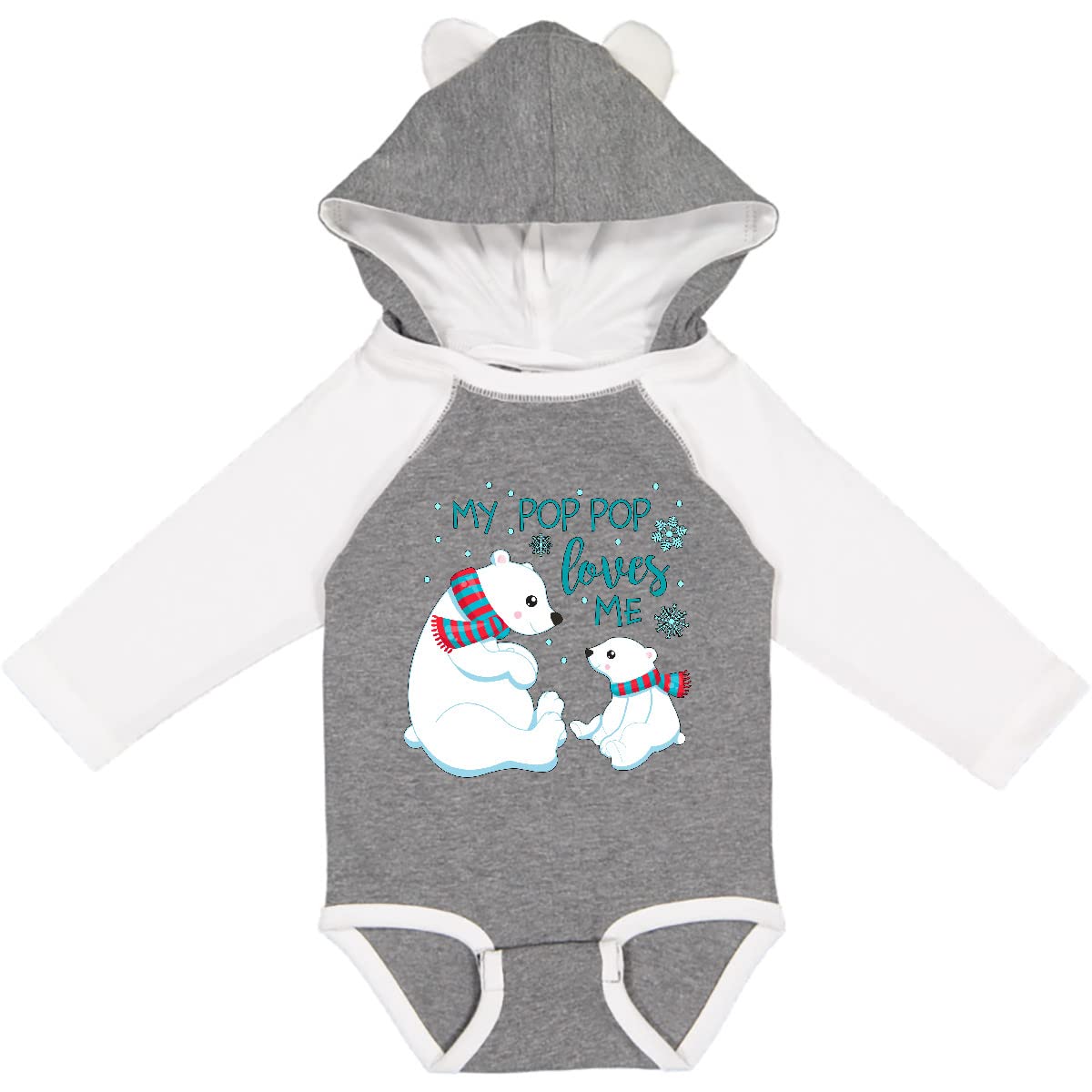 My Pop Pop Loves Me - Adorable Polar Bear Print Baby Long Sleeve Bodysuit | Soft Cotton Onesie for Infants & Toddlers | Perfect for Family Photos, Winter Outfits & Grandparents Day Gifts