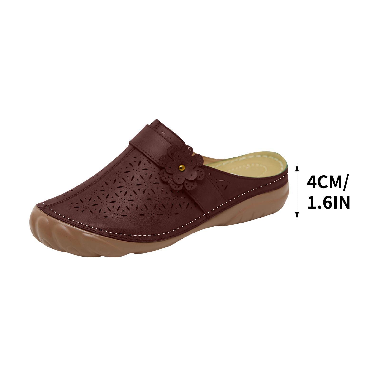 Oiangi Women's Floral Hollow Wedge Sandals - Summer Casual Closed Toe Slip-On Slippers - Lightweight Comfortable Ladies Shoes for Outdoor, Beach & Vacation Wear