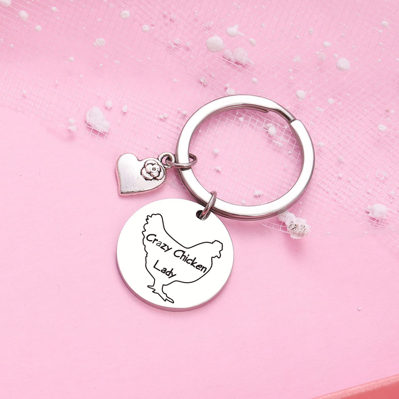 Funny Crazy Chicken Lady Keychain - Unique Gift for Chicken Farmers & Poultry Lovers - Perfect for Chicken Mom Birthday, Christmas & Farm Enthusiast Gifts - Great for Keyrings, Backpacks & Farmhouse Decor