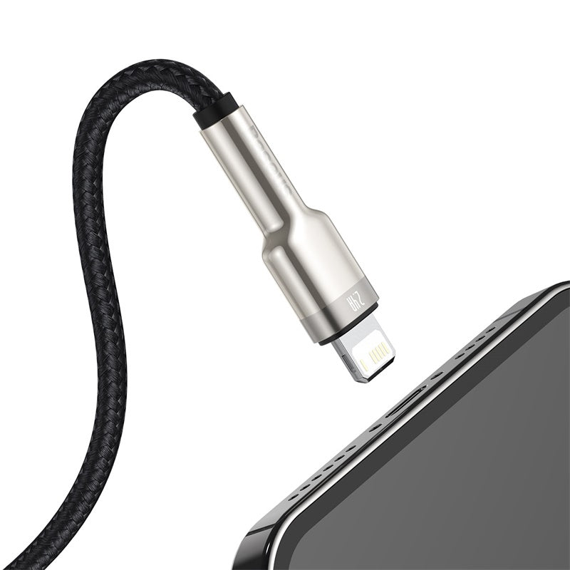 Baseus Premium Cafule Series 25cm Metal USB to Lightning Charging Cable - Fast Charging & Durable for iPhone, iPad - Perfect for Home, Office & Travel