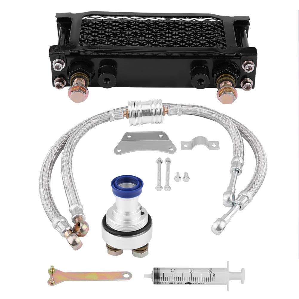 Honda CB CG 100CC-250CC Motorcycle Oil Cooler Kit - 65ML Black Engine Oil Cooling Radiator for Improved Performance | Perfect for Street Bikes & Daily Commuting