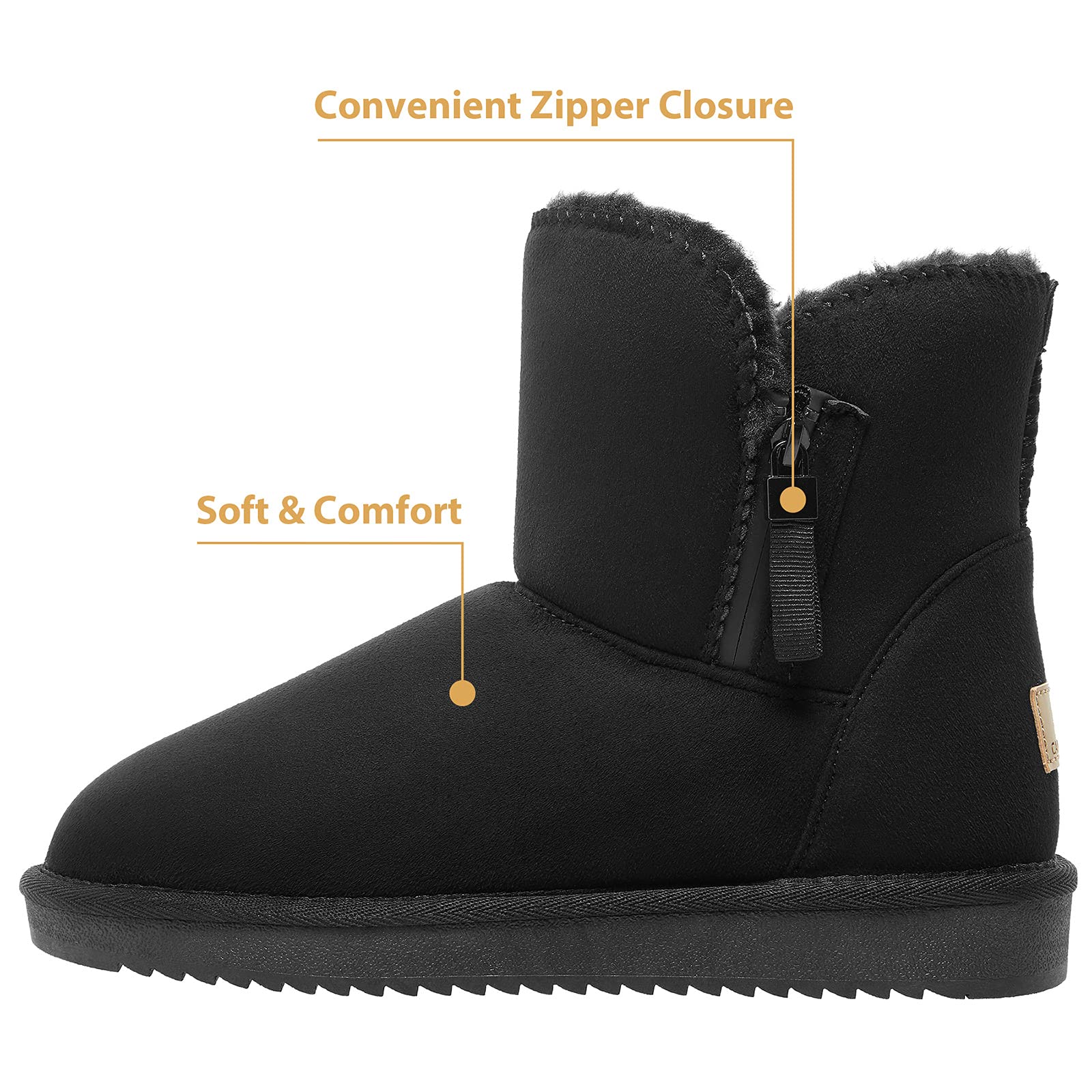 CAMEL CROWN Women's Foldable Snow Boots - Warm Fur Lined Winter Boots with Zipper, Mid-Calf House Slippers for Indoor/Outdoor Use - Perfect for Snowy Days, Winter Hiking & Cozy Home Wear