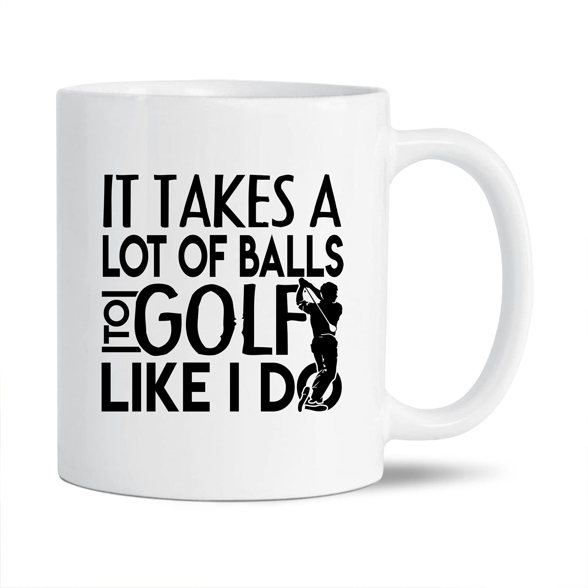 Funny Golf Coffee Mug - 11 Oz White Ceramic Travel Cup with Golf Balls Design | Novelty Golf Teacup Gift for Golf Lovers | Perfect for Golf Trips, Office Use & Funny Gifts for Friends