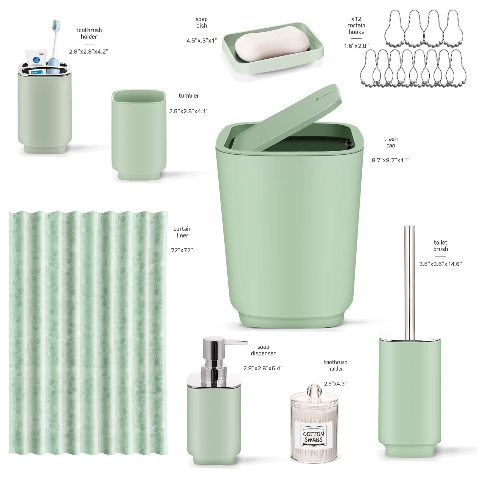 22-Piece Green Bathroom Set with Shower Curtain & Accessories - Perfect for Home Decor & Housewarming Gifts