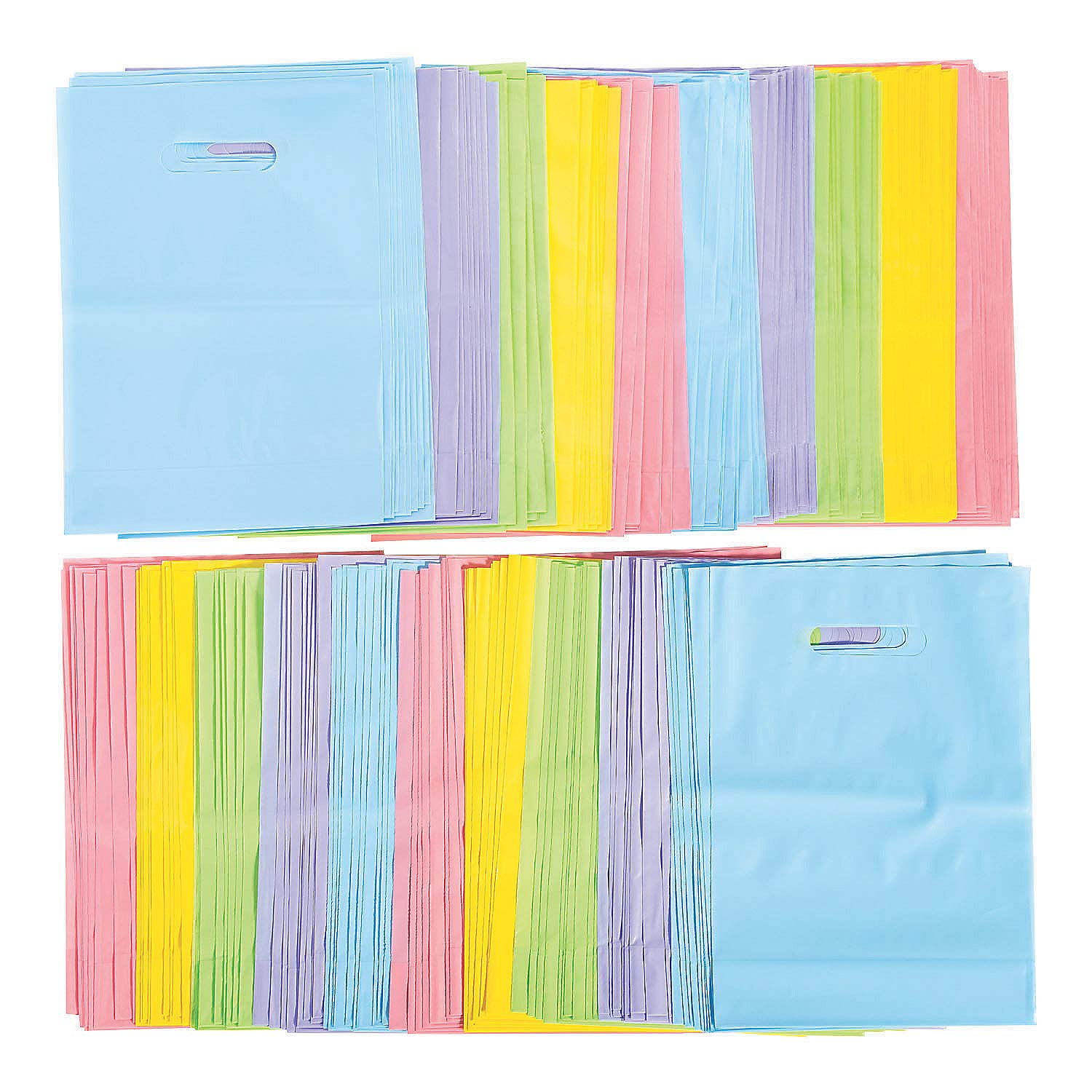 200ct Pastel Plastic Bags for Easter Party Supplies | Bulk Pastel Colored Gift Bags for Easter Egg Hunt, Candy Favor Bags, Party Decorations & Goodie Bags