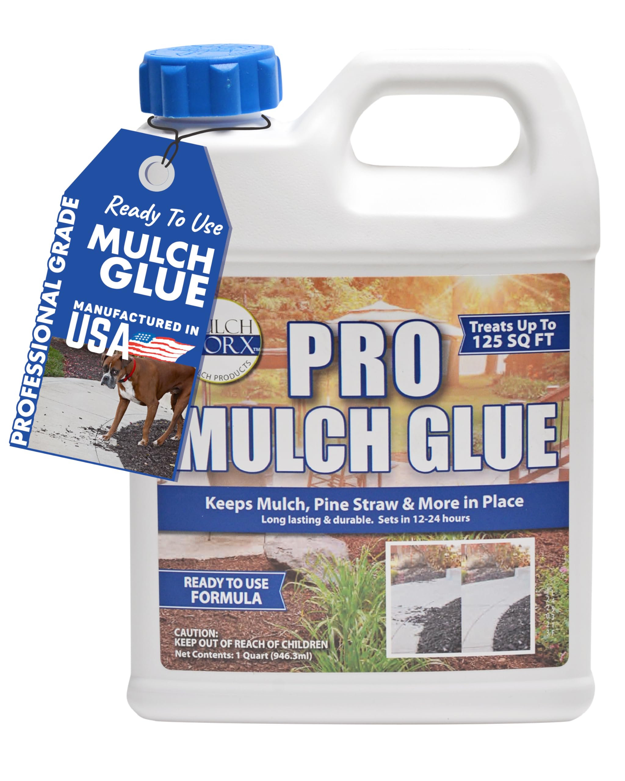 Professional Mulch Glue - Ready to Use 32oz Quart - Strong Adhesive for Mulch, Pine Straw, Dust & Dirt - Landscape Bonding Solution - Perfect for Garden Beds, Pathways & Erosion Control