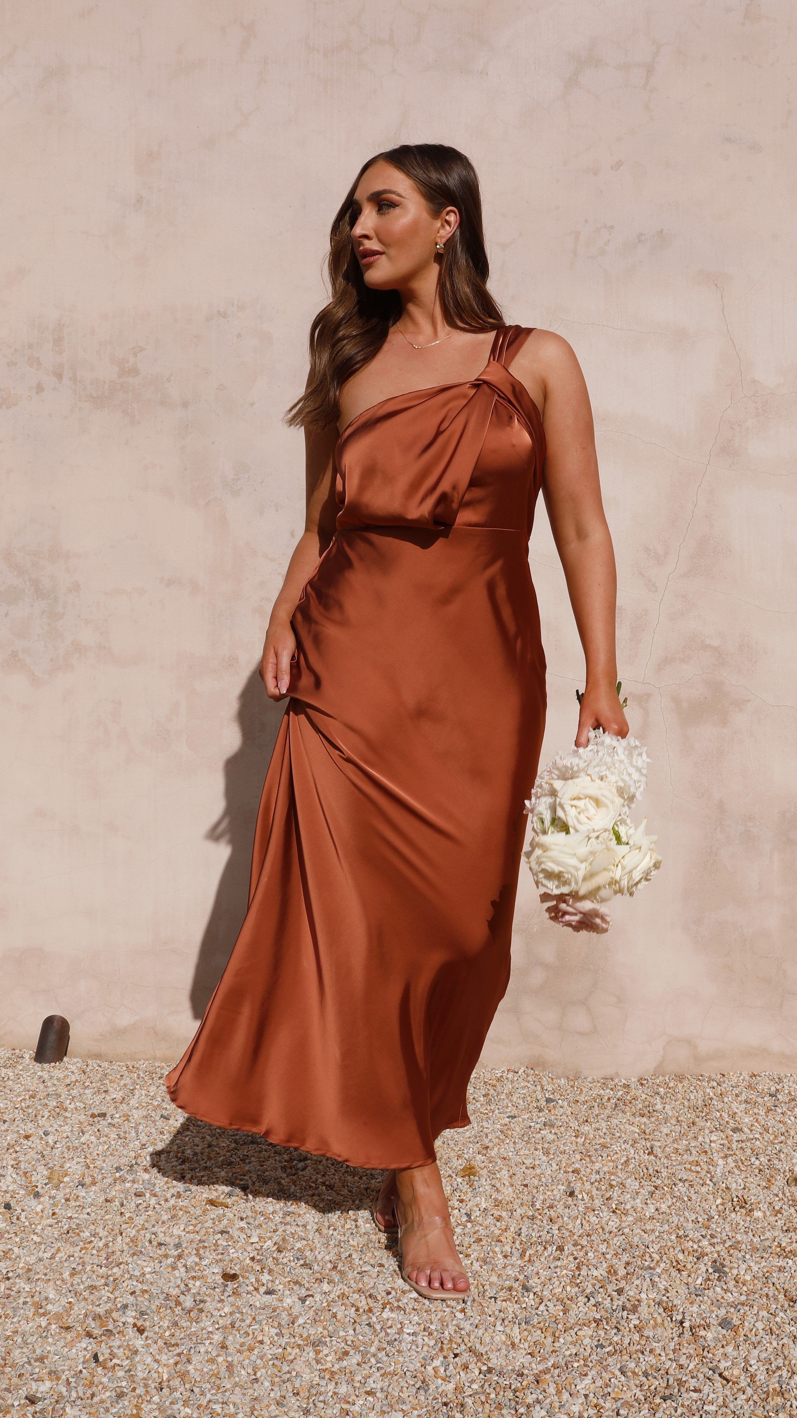 Greta Maxi Dress in Copper - Elegant Long Flowy Dress for Women, Perfect for Summer, Beach, Parties & Special Occasions