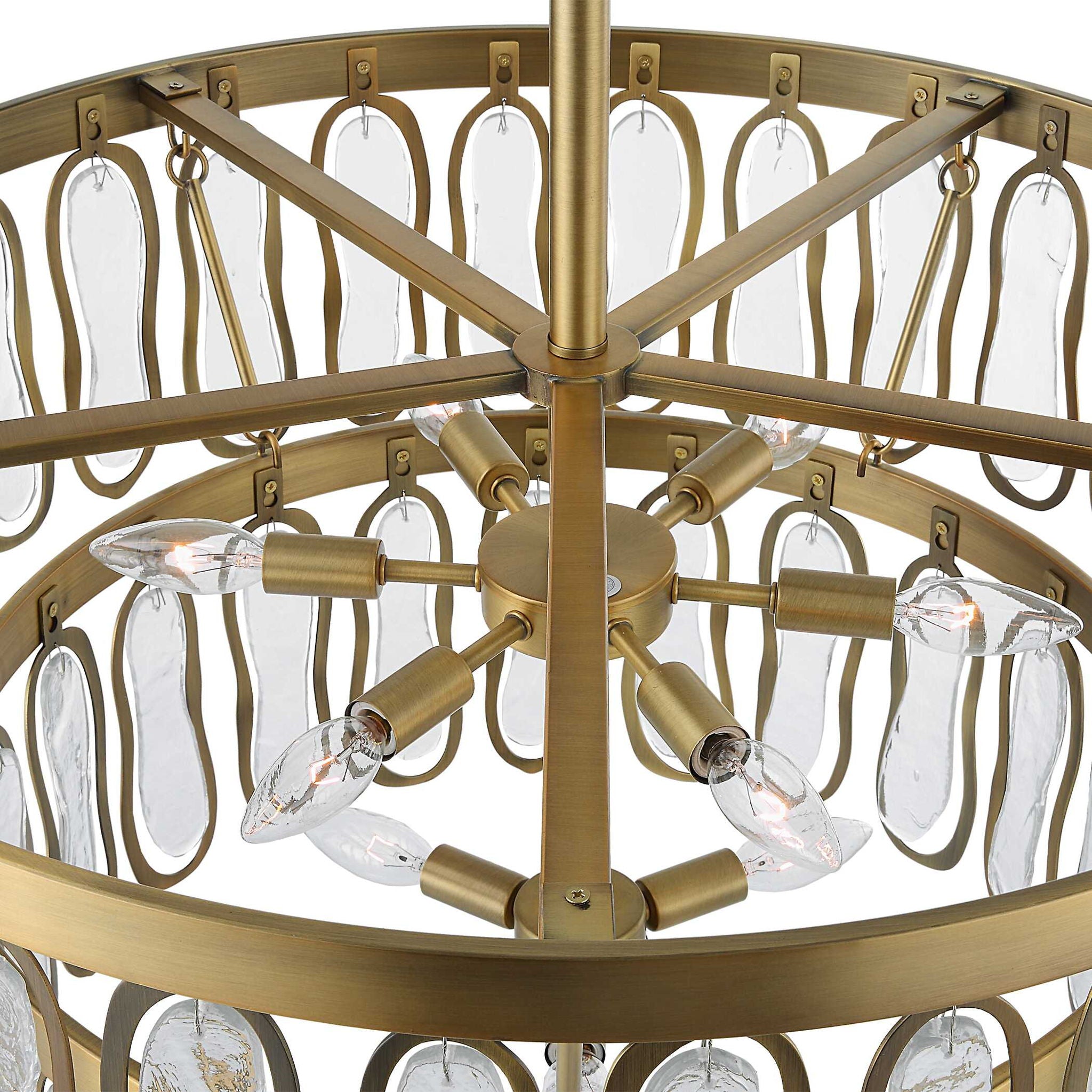 Stylish Aurelie 9-Light Round Pendant Chandelier in Brass - Perfect for Dining Room, Kitchen Island or Entryway Lighting