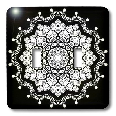 3D Rose Black and White Mandala Double Toggle Switch - Stylish Decorative Switch Plate Cover for Bedroom, Living Room, and Office Decor