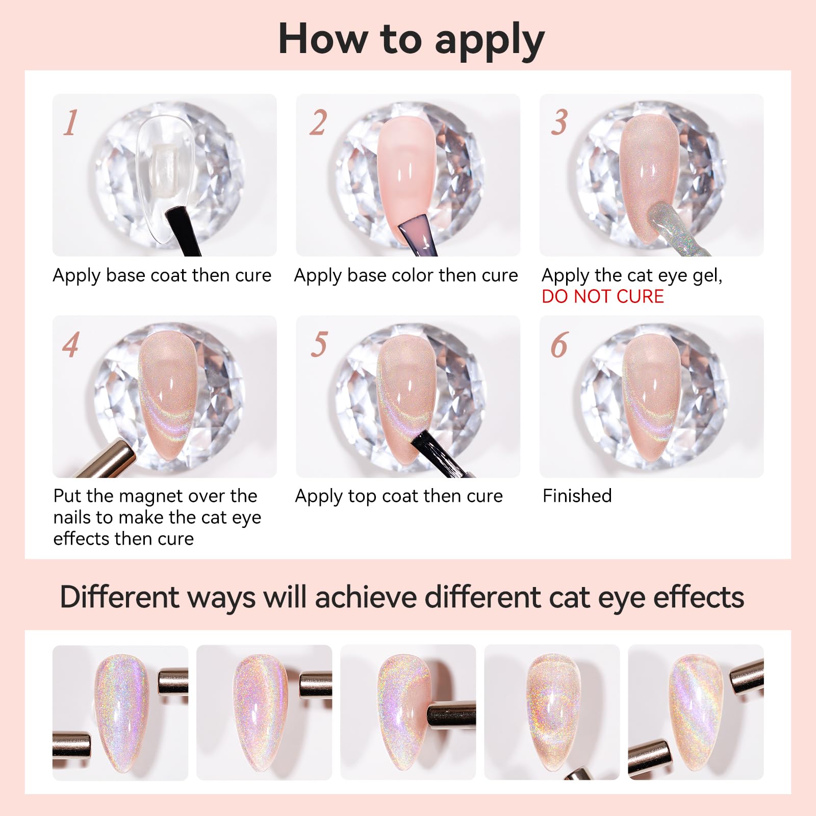 Rainbow Cat Eye Gel Polish - Holographic Magnetic Nail Polish for Home Manicure