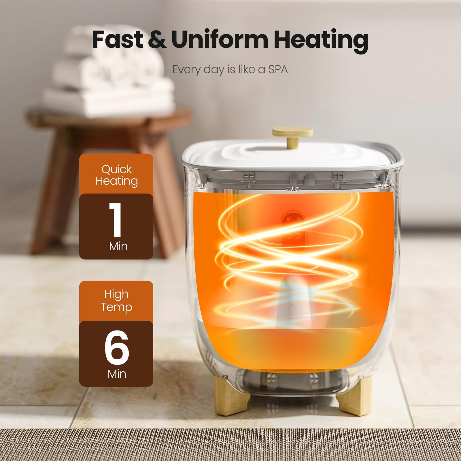 AGLUCK 25L Large Electric Towel Warmer for Bathroom - 2 Heating Modes, LCD Display, Auto Shut-Off (20/40/60/90 Min) - Heats Blankets, Bathrobes & Pajamas - Perfect Gift for Home Spa & Cold Weather Use - White