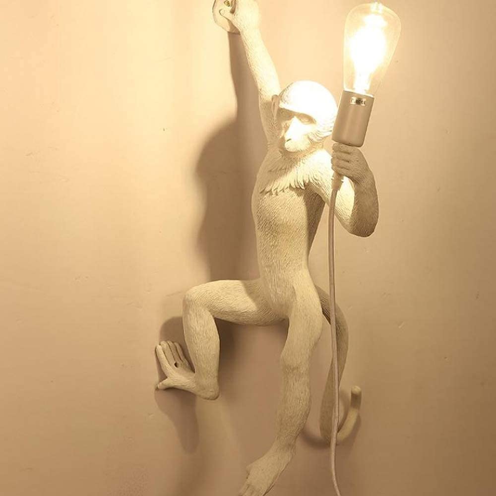 ZPTECH Modern LED Monkey Wall Sconce - Right Direction White Wall Lamp, Candle-Style Lighting for Bedroom, Living Room & Hallway Decor