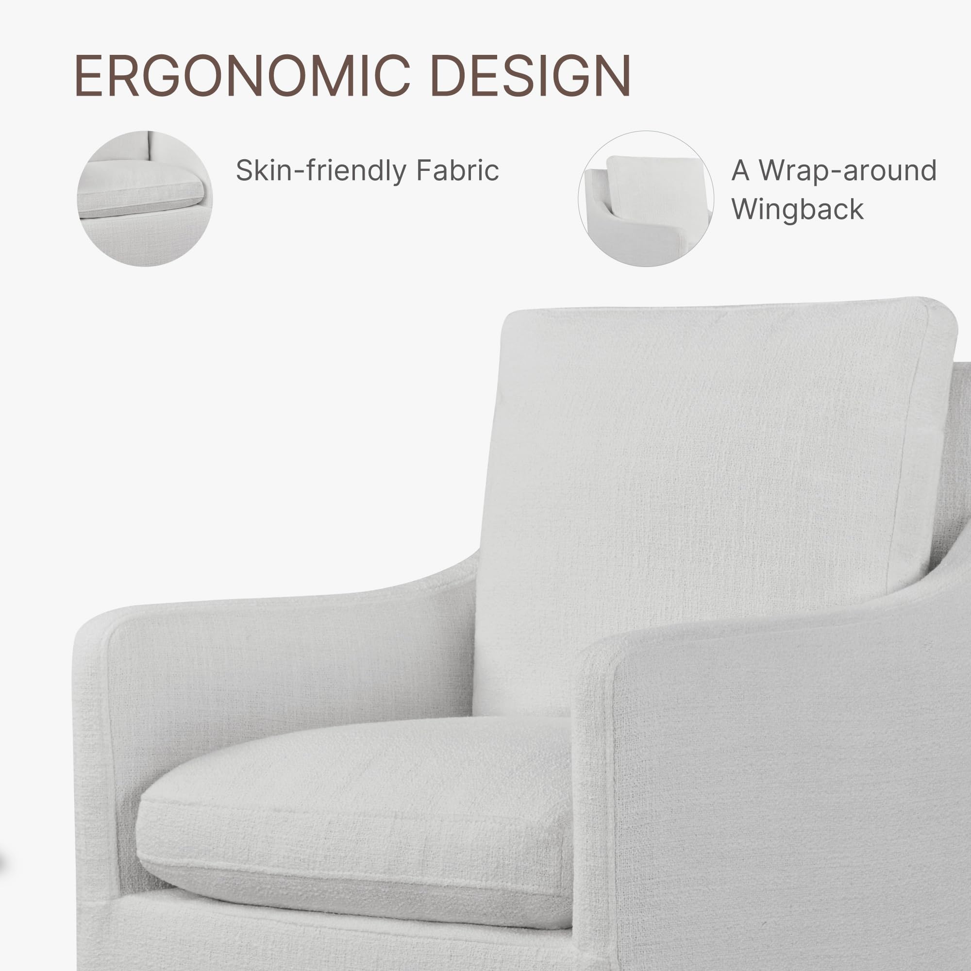 Modern Upholstered Dining Chairs with Casters - White Accent Armchair for Kitchen, Dining Room, Bedroom, Living Room & Reading Nook - Perfect for Home Office, Breakfast Nook & Small Space Decor