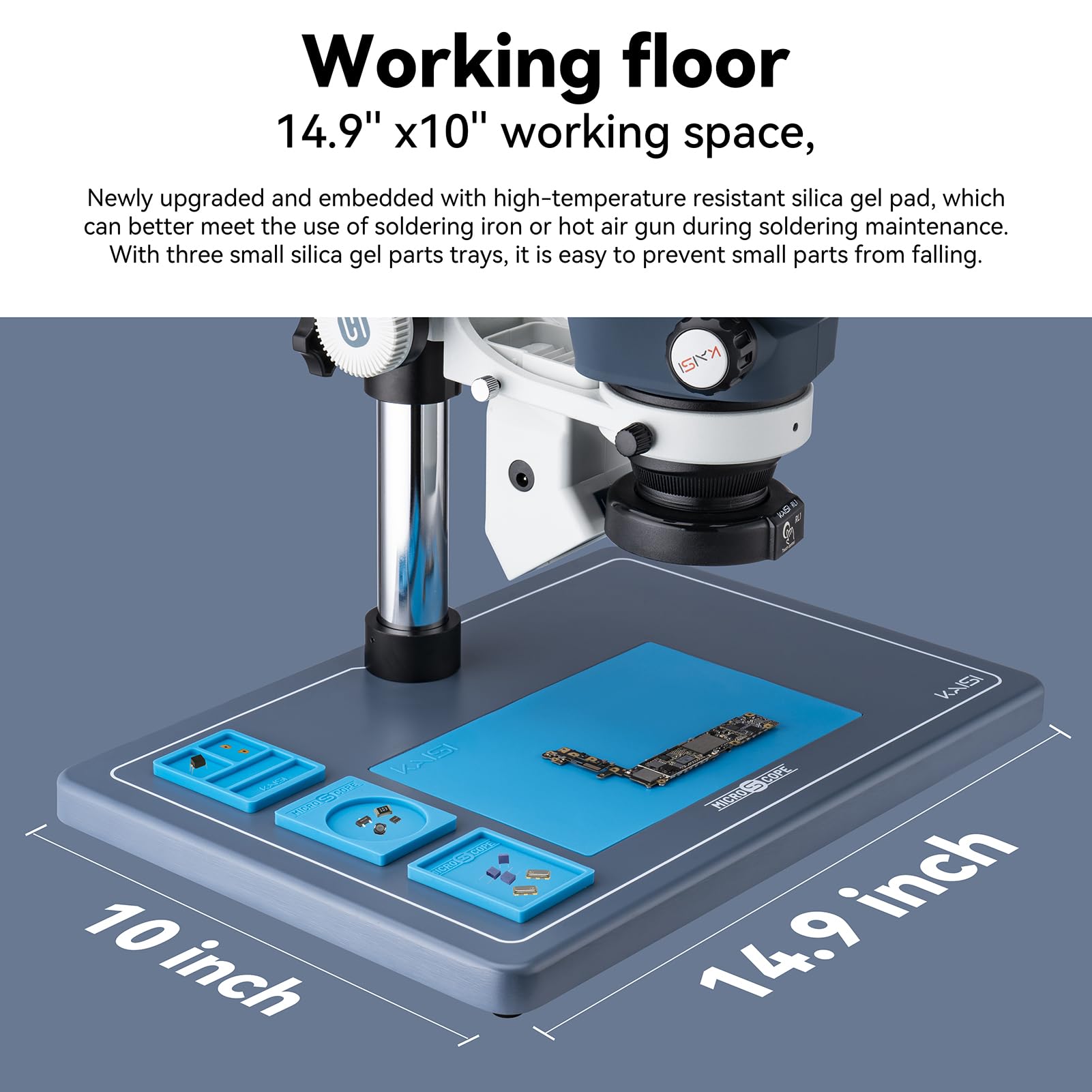Professional Trinocular Stereo Microscope 7X-50X Magnification with WF10x23 Eyepieces - Ideal for Electronics Repair, Soldering, PCB Inspection & Lab Research