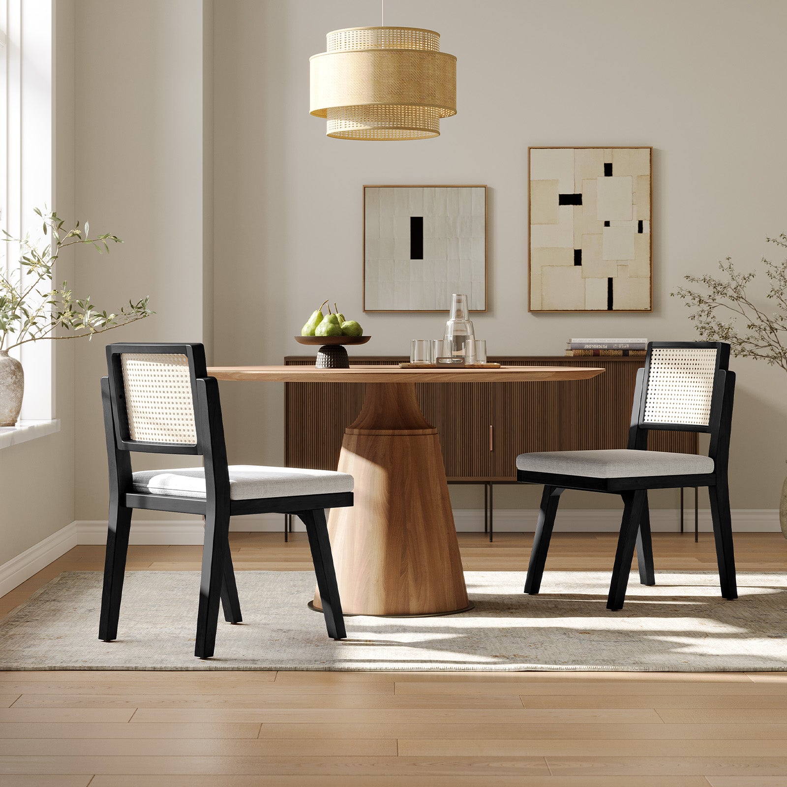 Elazar Modern Woven Rattan Dining Chair with Backrest - Indoor/Outdoor Use - Patio, Dining Room, Kitchen, Restaurant - Comfortable & Stylish Seating Solution