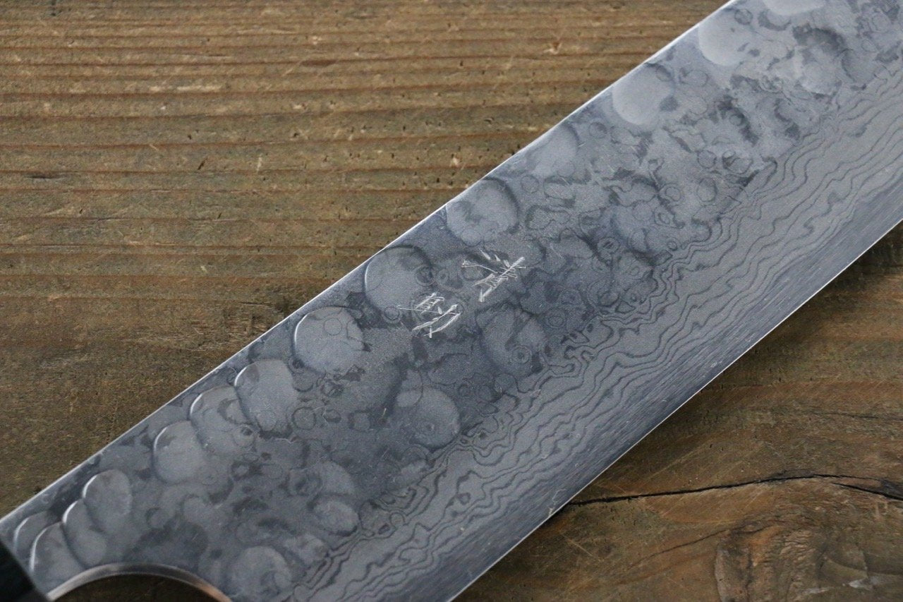 Premium Seisuke Blue Steel No.2 Hammered Damascus Gyuto Chef Knife 210mm - Japanese Shitan Handle - Professional Kitchen Knife for Slicing, Dicing & Meat Cutting