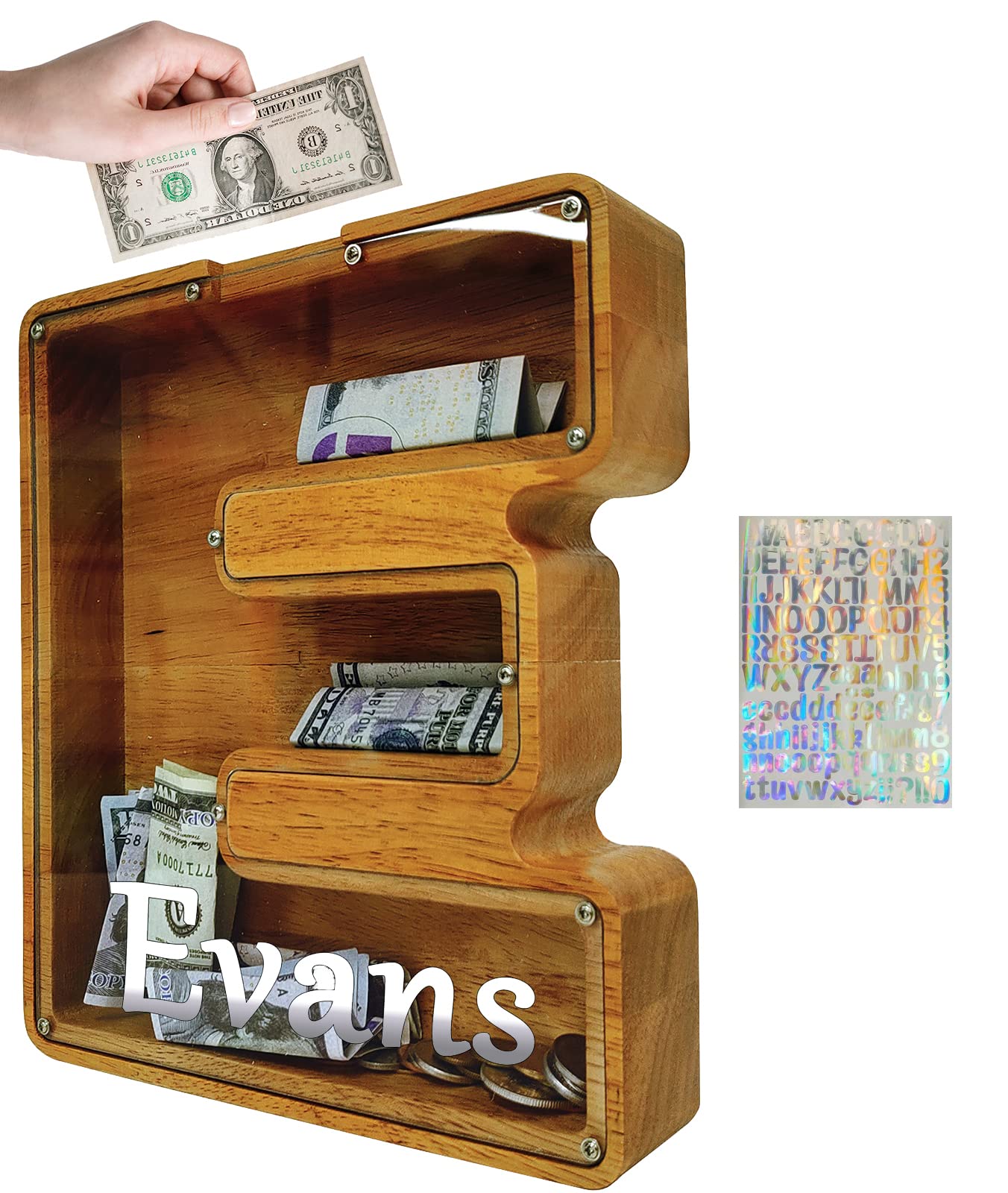 Personalized Piggy Bank for Kids - Large 9.1 Inch DIY Laser Sticker Savings Bank for Boys & Girls | Unique Money Bank Gift for Toddlers & Adults | Perfect for Birthday, Christmas & Home Decor