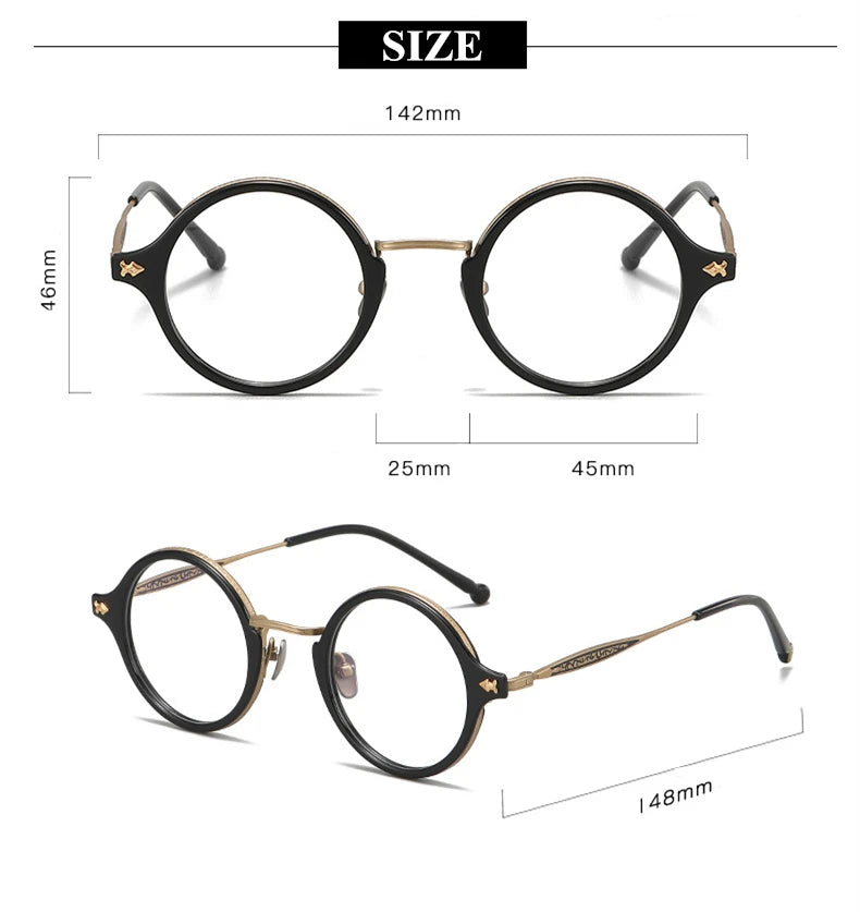 Stylish Unisex Black Titanium Round Eyeglasses - Full Rim Lightweight Frame for Men & Women | Perfect for Reading, Work, and Everyday Fashion
