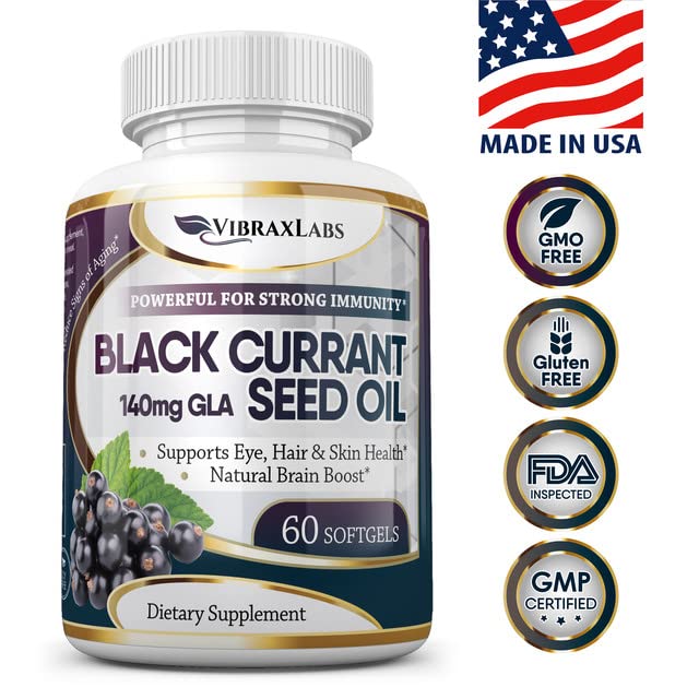 Hexane-Free Black Currant Seed Oil 1000mg Softgels - High GLA Formula for Anti-Aging & Antioxidant Support | Promotes Healthy Hair, Skin, Joints & Eyes | Premium Dietary Supplement for Daily Wellness & Beauty Routine