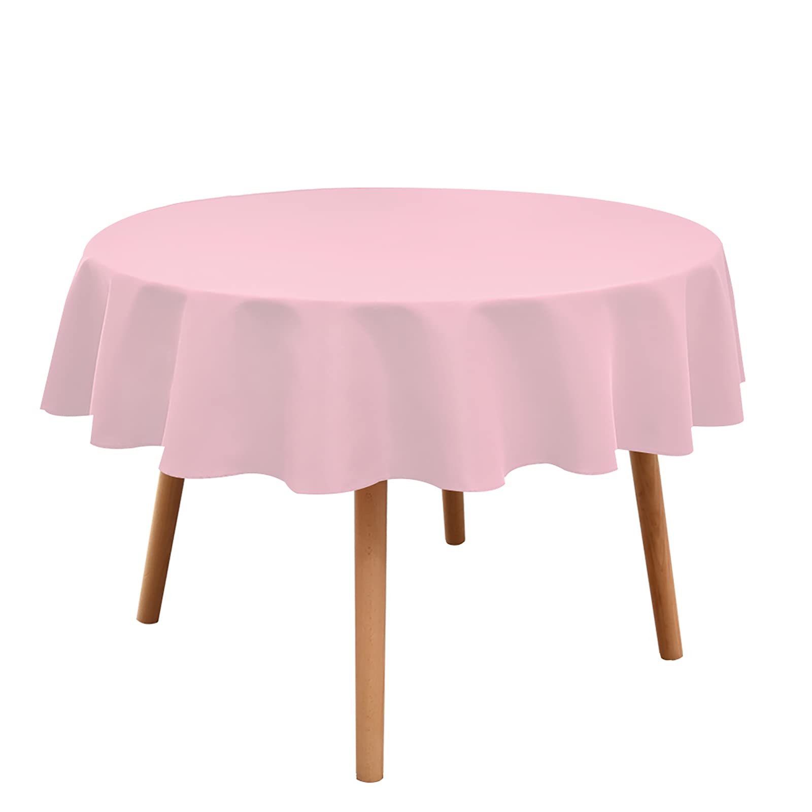 108 Inch Round Waterproof Stain Resistant Washable Polyester Tablecloth - Pink Decorative Fabric Table Cover for Kitchen, Dining Room, Party, Indoor & Outdoor Use - Perfect for Weddings, BBQs, Picnics and Holiday Gatherings