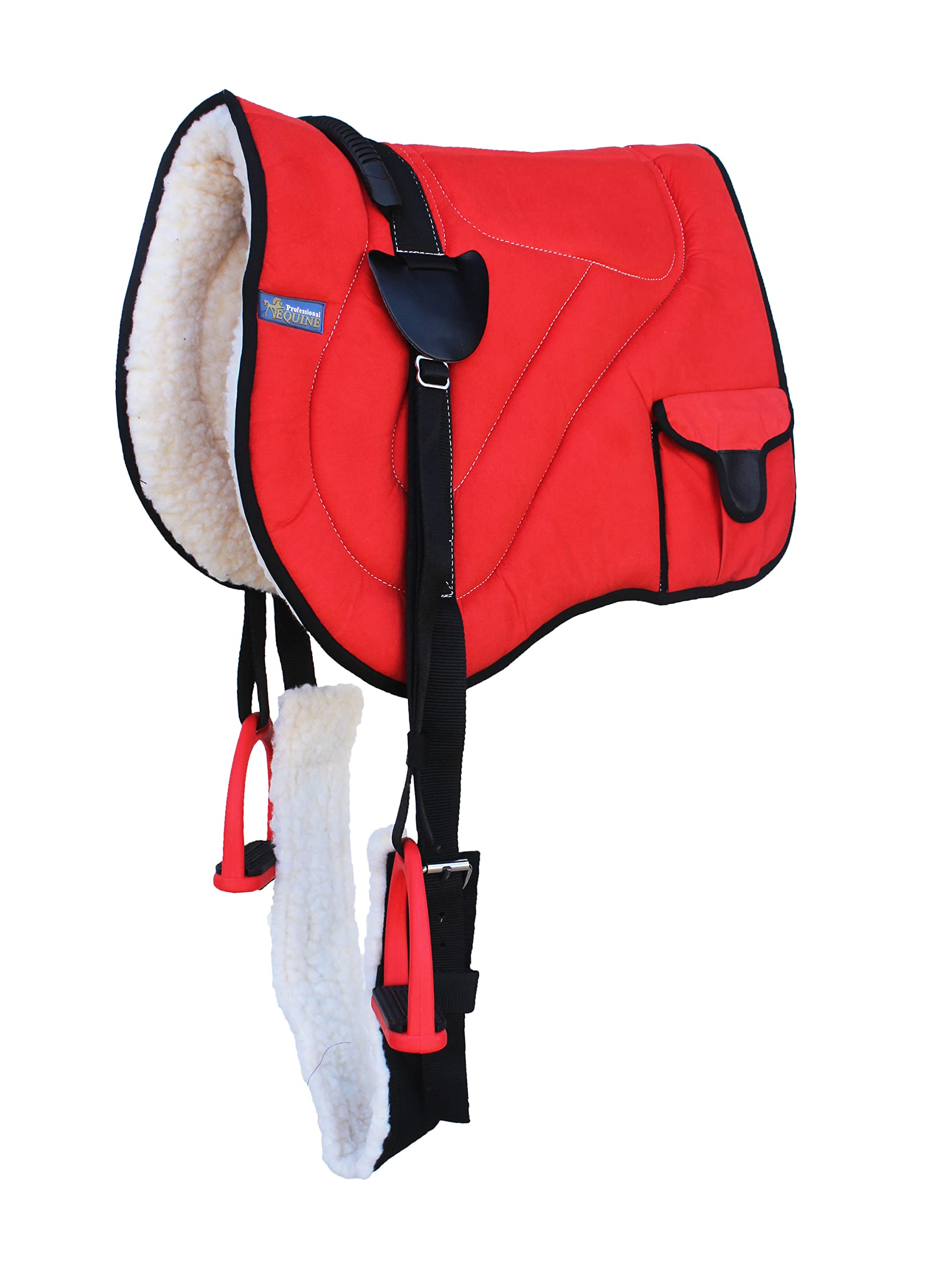 Premium Fleece Padded Horse Saddle Pad - Adjustable Bareback Trail Riding Pad with Pocket & Stirrups for Comfort & Safety | Perfect for Trail Riding, Training & Leisure Horseback Activities