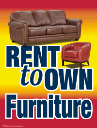 Rent to Own Furniture Vinyl Window Sign - Customizable for Storefront, Business, and Retail Advertising