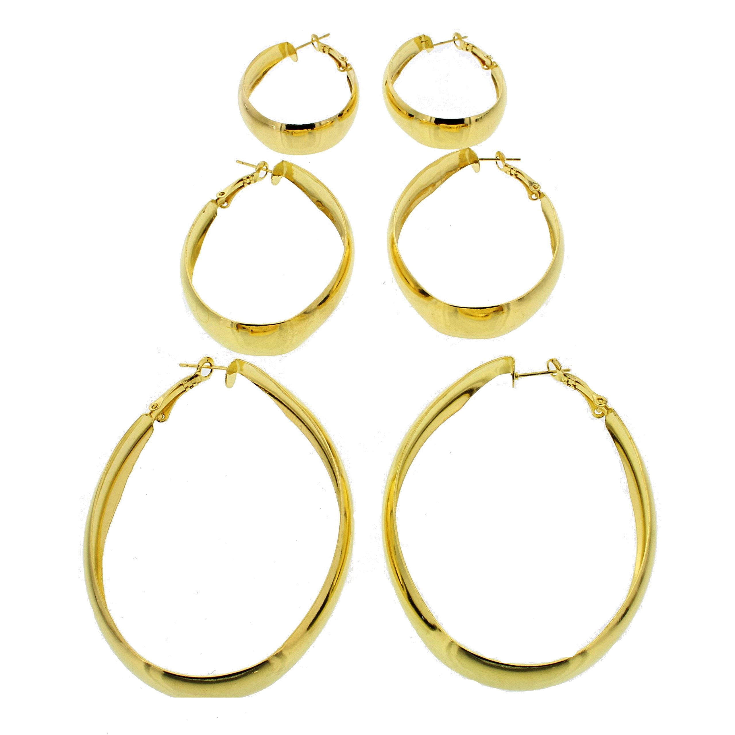 Zac's Alter Ego 3 on a Card Gold & Silver Oval Plain Hoop Earrings for Women - Elegant Everyday Jewelry for Office, Party & Special Occasions
