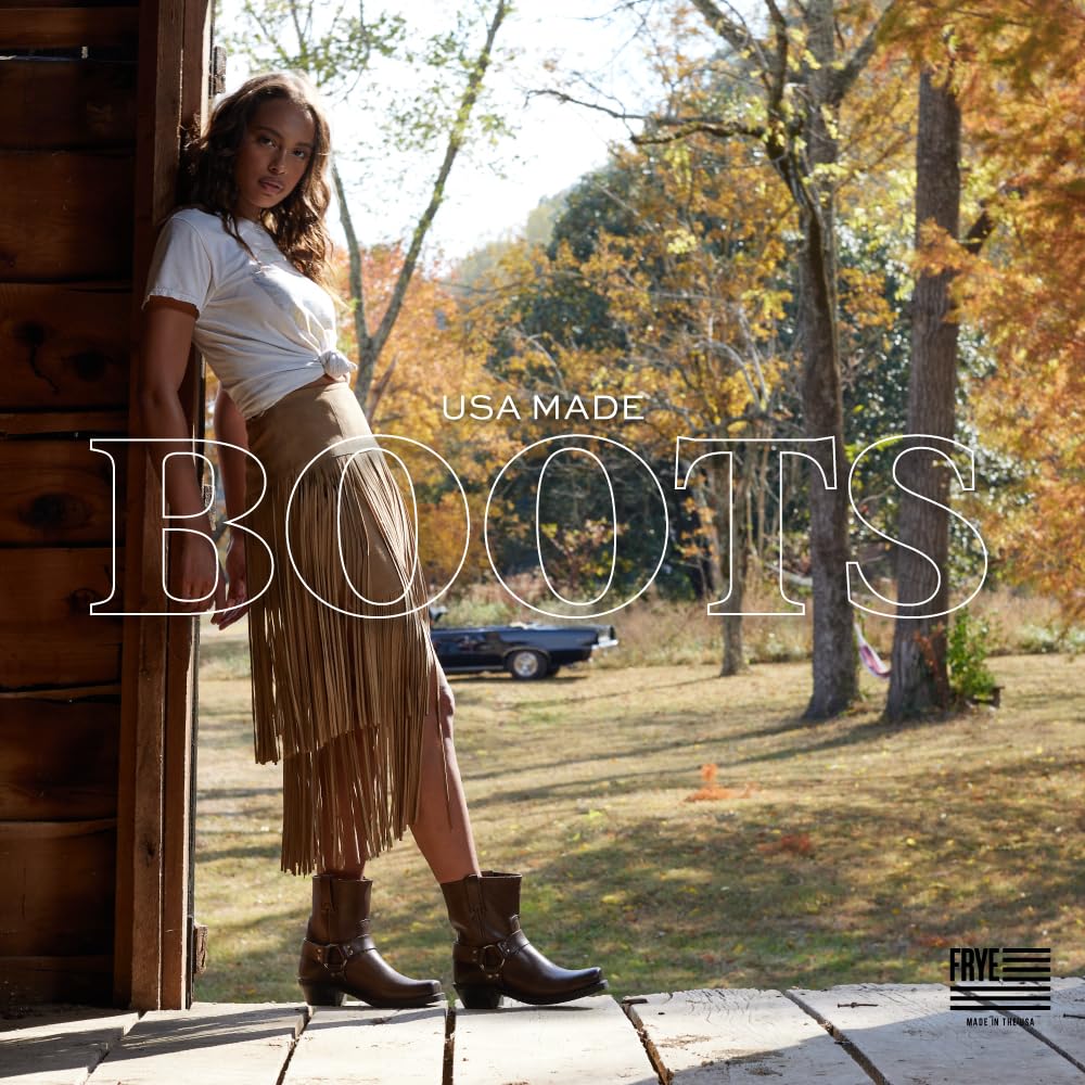 Frye Women's Harness 8R Boots - Italian Washed & Oiled Leather, Stacked Heel, Rubber Outsole | Western Style, Riding, Casual Wear & Outdoor Activities