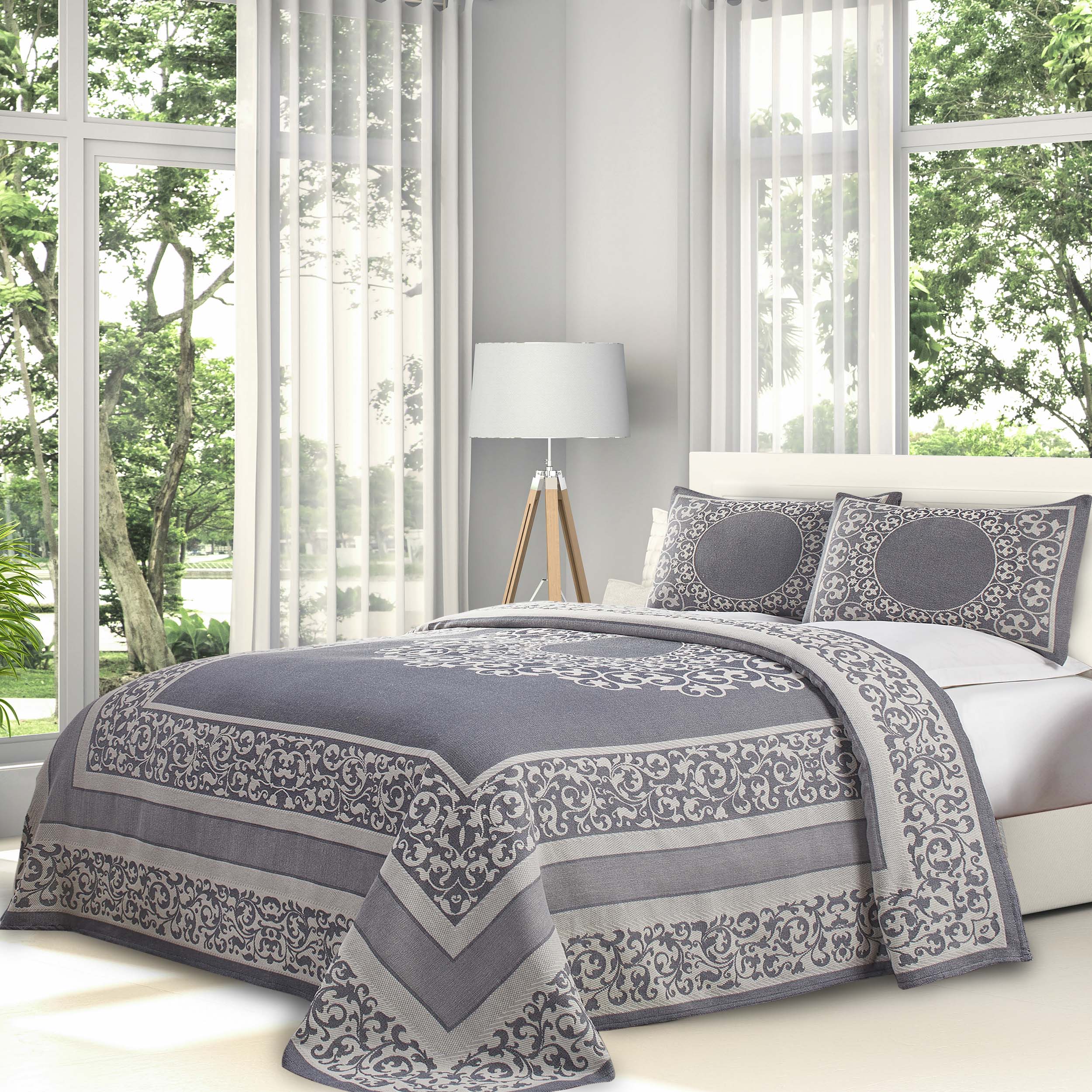 Boho Mandala Cotton Blend Woven Jacquard Bedspread Set - Queen Size, Soft & Breathable, Ethnic Home Decor for Bedroom, Living Room, Dorm or Yoga Studio
