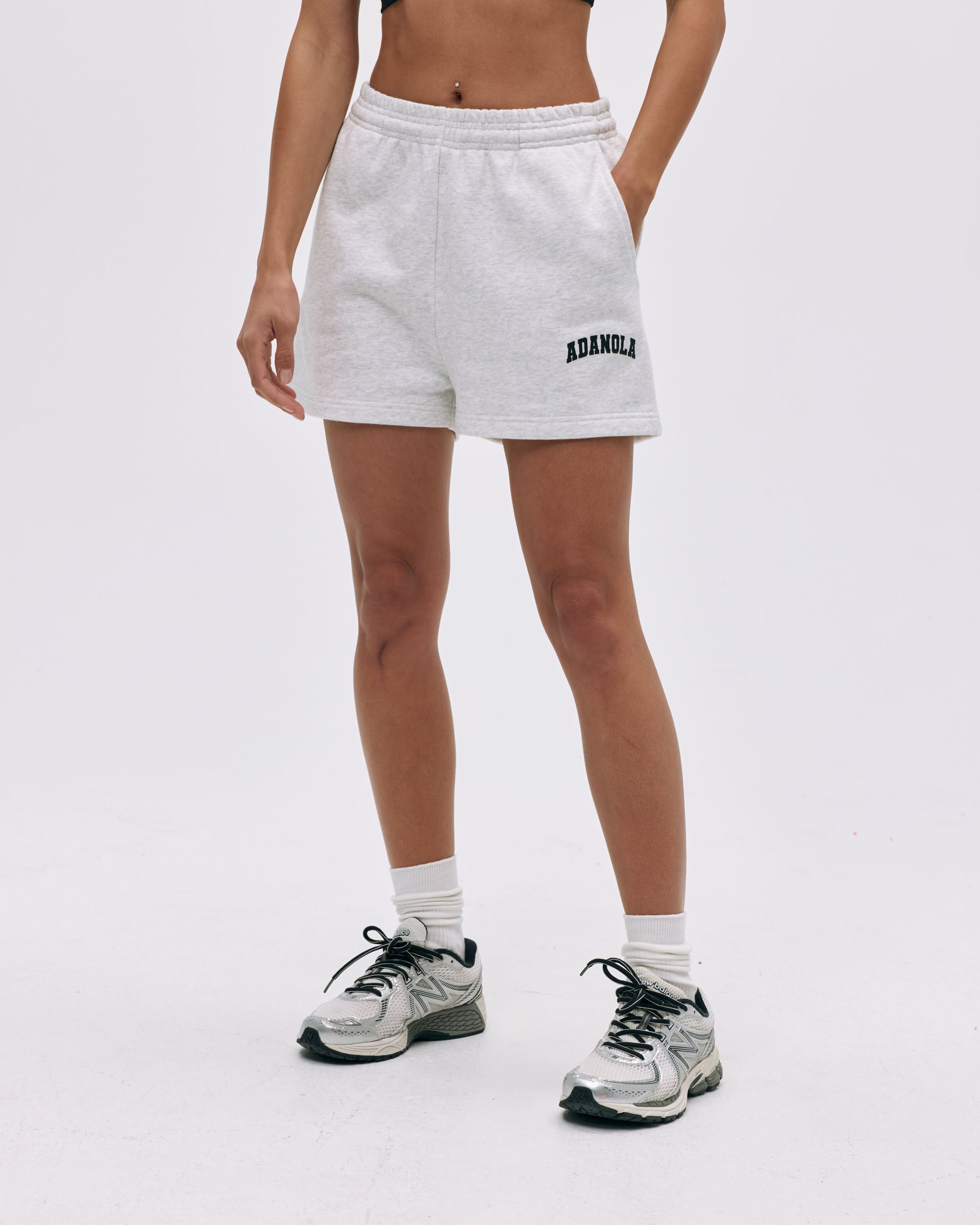 Varsity Sweat Shorts for Men & Women - Light Grey Melange/Black - Comfortable Athletic Shorts for Running, Gym, and Casual Wear