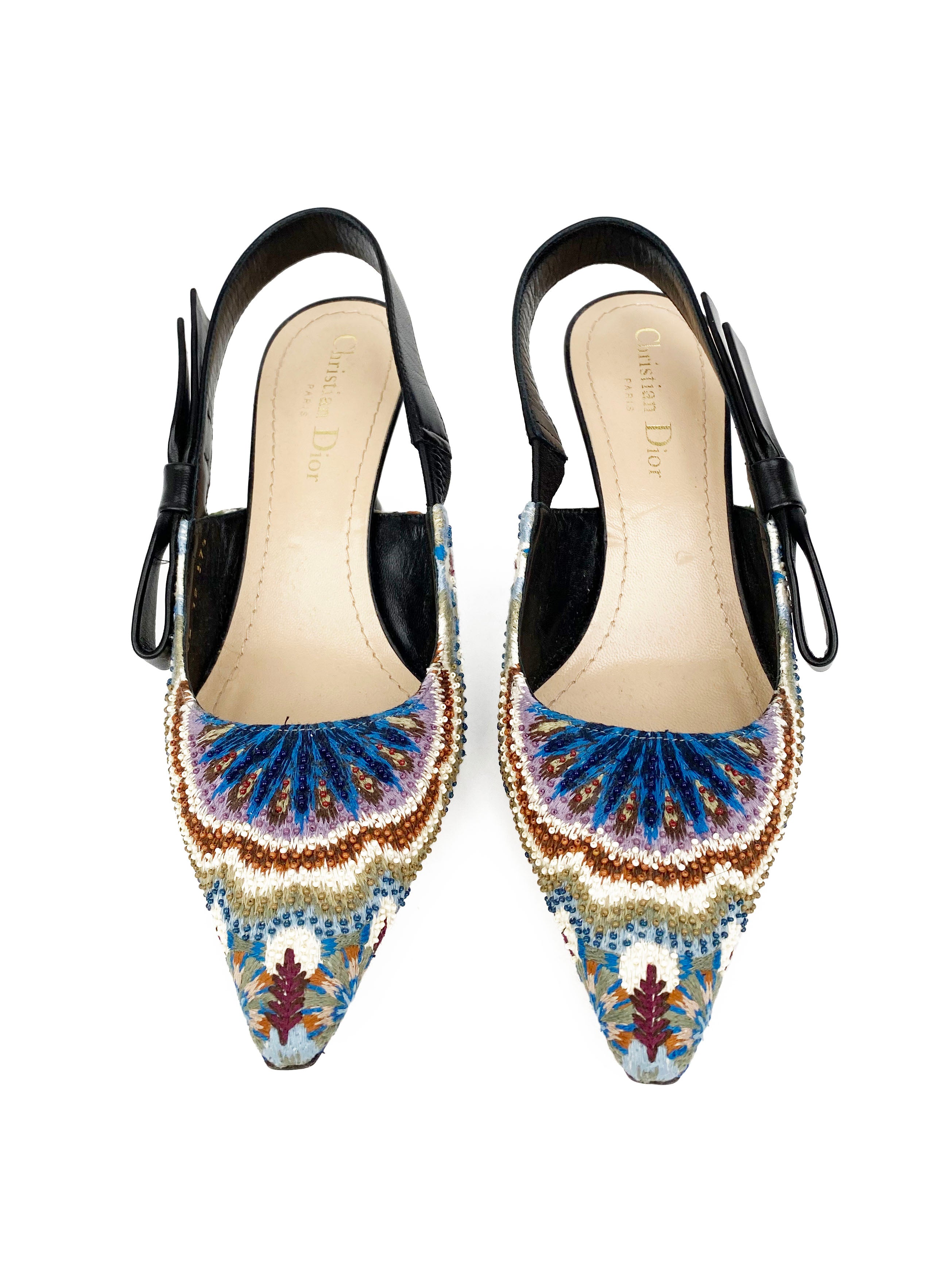 Dior Sweet D Kaleidoscope Slingback Heels - Women's Size 37.5 (US 7.5) | Luxury Designer High Heel Sandals for Parties, Weddings & Special Occasions