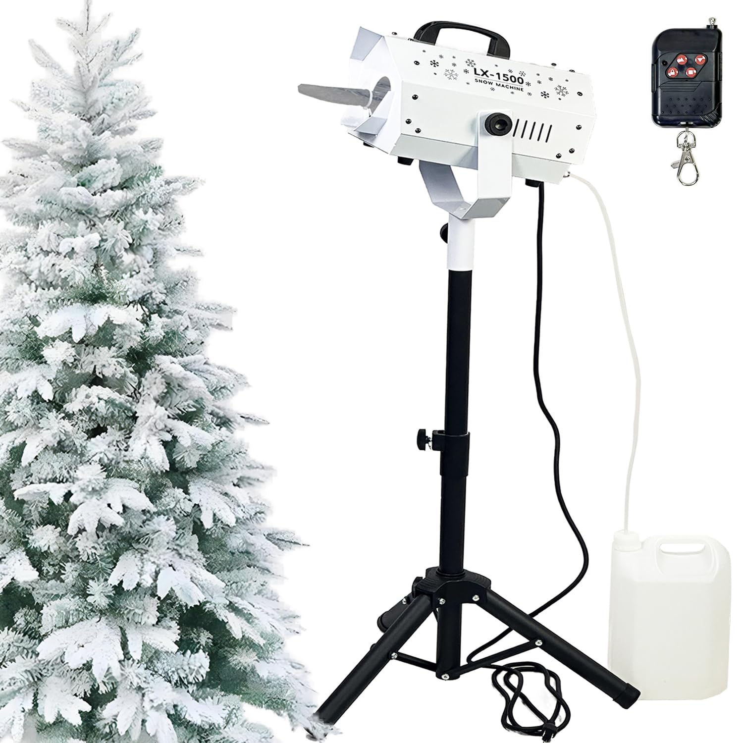 1500W High Power Snow Machine with Manual & Wireless Remote Control - Adjustable Snowflake Size for Indoor & Outdoor Use - Perfect for Christmas, Weddings, Parties, Stage Shows and Winter Events