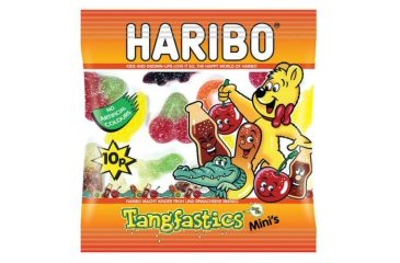 Haribo Tangfastics Sour Gummy Candy Mini Bags (Box of 100) - Perfect for Halloween Treats, Party Favors & Office Snacks