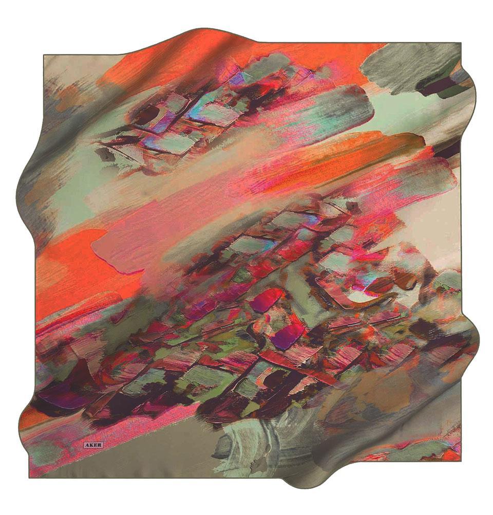 Aker Silk Cotton Patterned Square Scarf #7826 451 - Lightweight Fashion Accessory for Women, Perfect for Office, Travel and Gift Giving