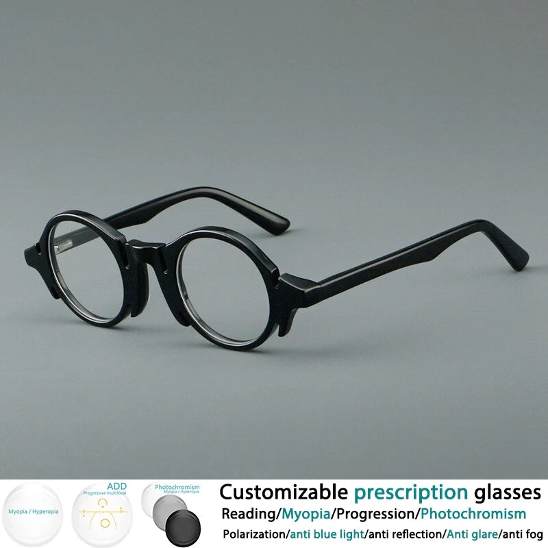 CCspace Women's Full Rim Round Acetate Eyeglasses Frame 303370 - Stylish & Lightweight for Work, Reading & Everyday Wear