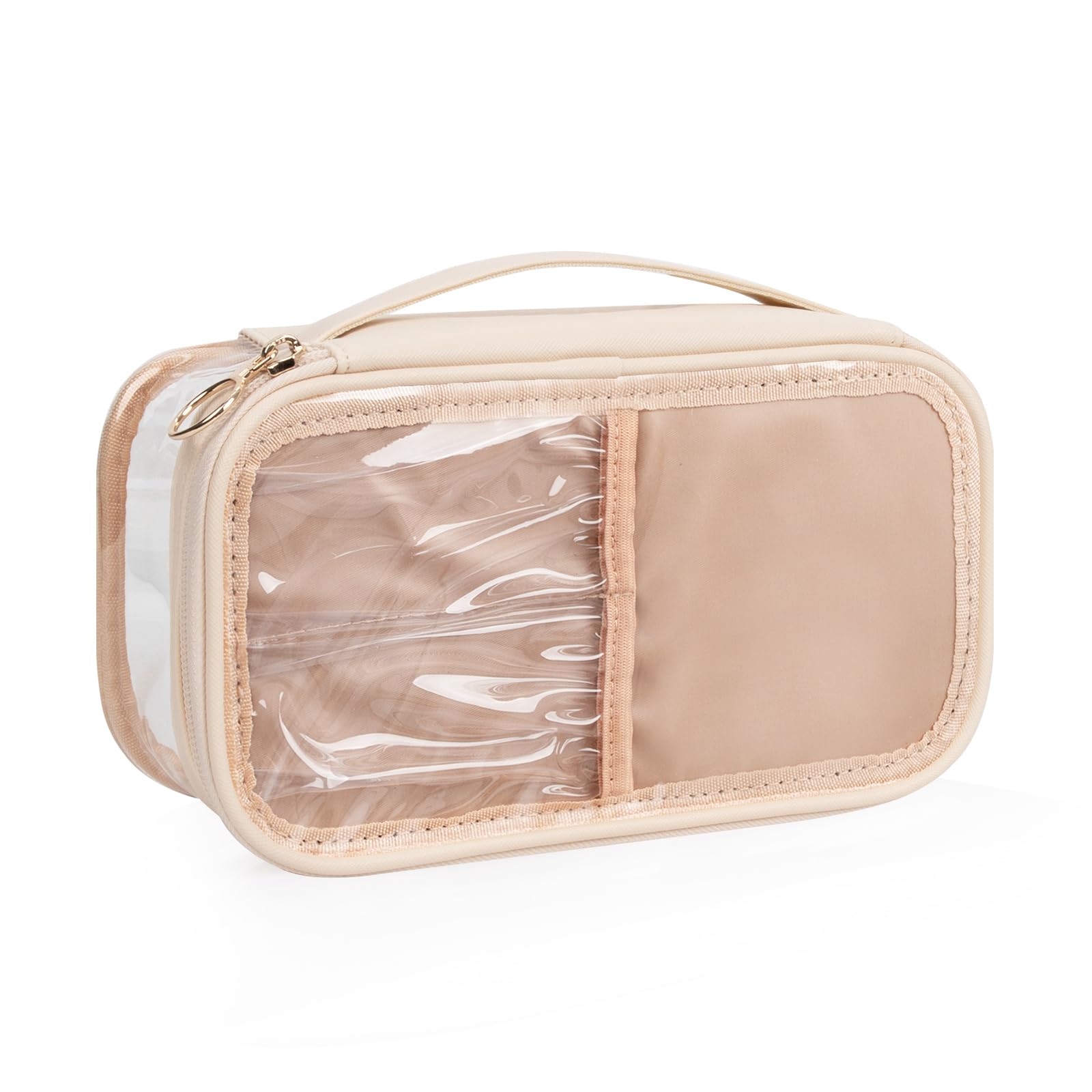 OCHEAL Clear Makeup Bag for Women - Waterproof Travel Cosmetic Organizer with Brush Compartment & Divider - Portable Cute Transparent Pouch for Makeup Storage | Perfect for Travel, Gym, Daily Use & Gift Giving
