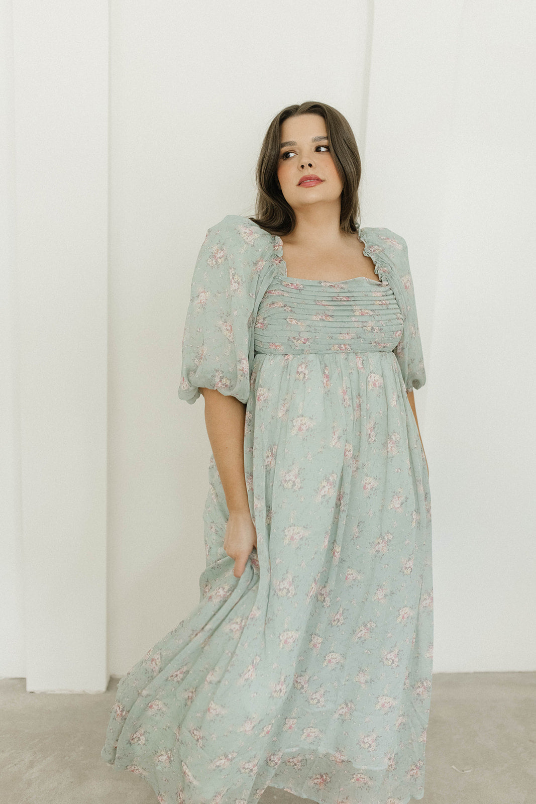 Melody Maxi Dress - Turquoise Floral Print, Bump Friendly & Inclusive Sizing (S-3XL) | Perfect for Maternity, Beach Vacations & Summer Weddings