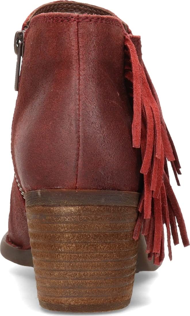 BORN Danni Women's Dark Red Leather Boots Size 8 M (US) - Stylish Ankle Boots for Fall & Winter Fashion