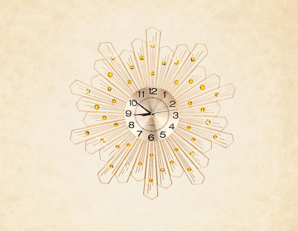 TIANTA 20 Inch European Silent Wall Clock - Modern Minimalist Gold Decorative Art for Living Room, Bedroom, Office | Battery Operated, No Ticking Sound
