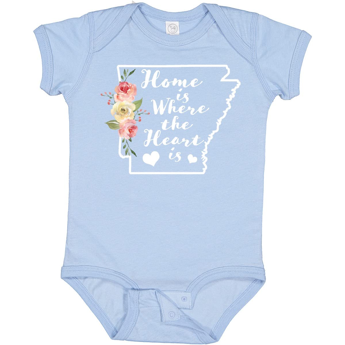 **Inktastic Arkansas Home is Where The Heart is Watercolor Baby Bodysuit - Soft Cotton Infant Onesie for Newborns, Boys & Girls - Perfect for Family Photos, Holidays & Everyday Wear**