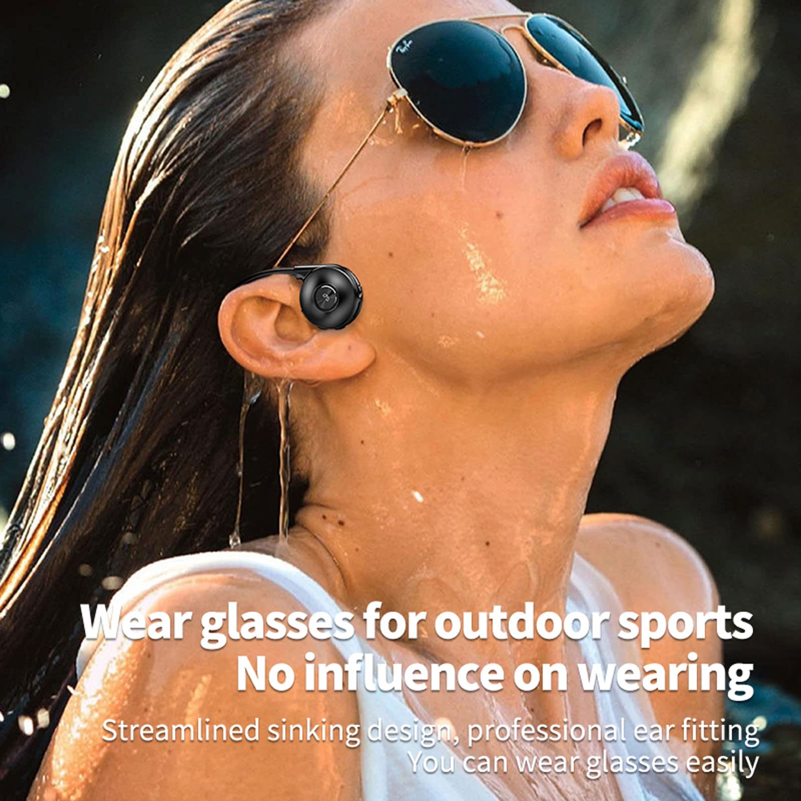 Wireless Open Ear Bone Conduction Headphones Bluetooth 5.0 - Sweatproof Sport Headset for Running, Cycling, Workout & Gym - Lightweight Neckband Design with HD Mic - Perfect for Outdoor Activities & Office Use (Black)