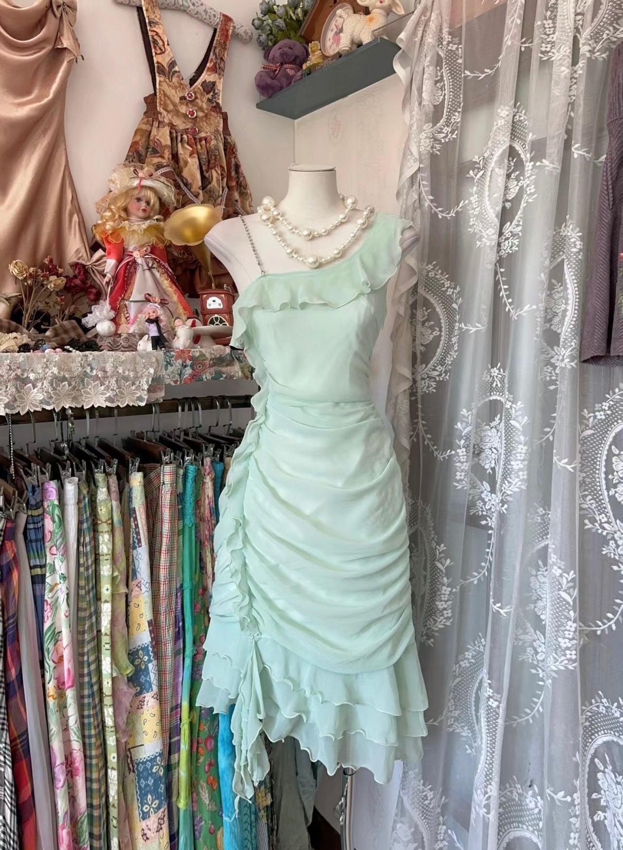 Vintage Mint Green A-Line Short Prom Dress with Ruffles - J5020 | Perfect for Homecoming, Parties, and Special Occasions