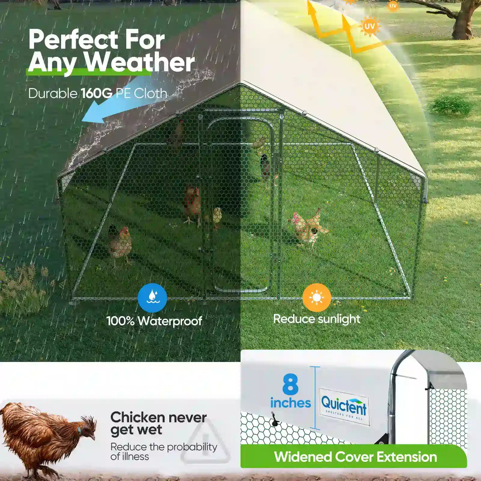 Large Metal Chicken Coop Run - Durable Outdoor Poultry Pen for Hens & Roosters - Perfect for Backyard Farming & Free Range Chicken Keeping