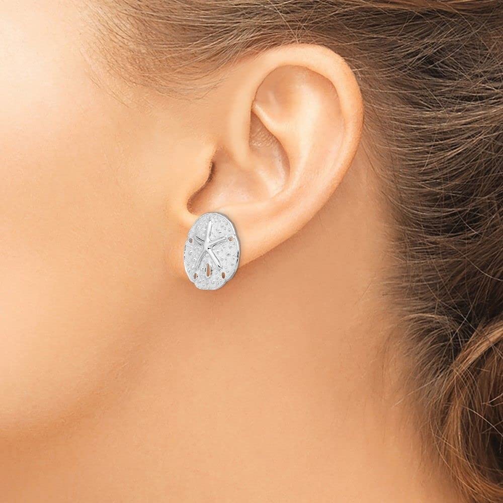 Polished Sterling Silver Sand Dollar & Starfish Post Earrings – Elegant Beach Jewelry for Summer Outfits & Vacation Accessories
