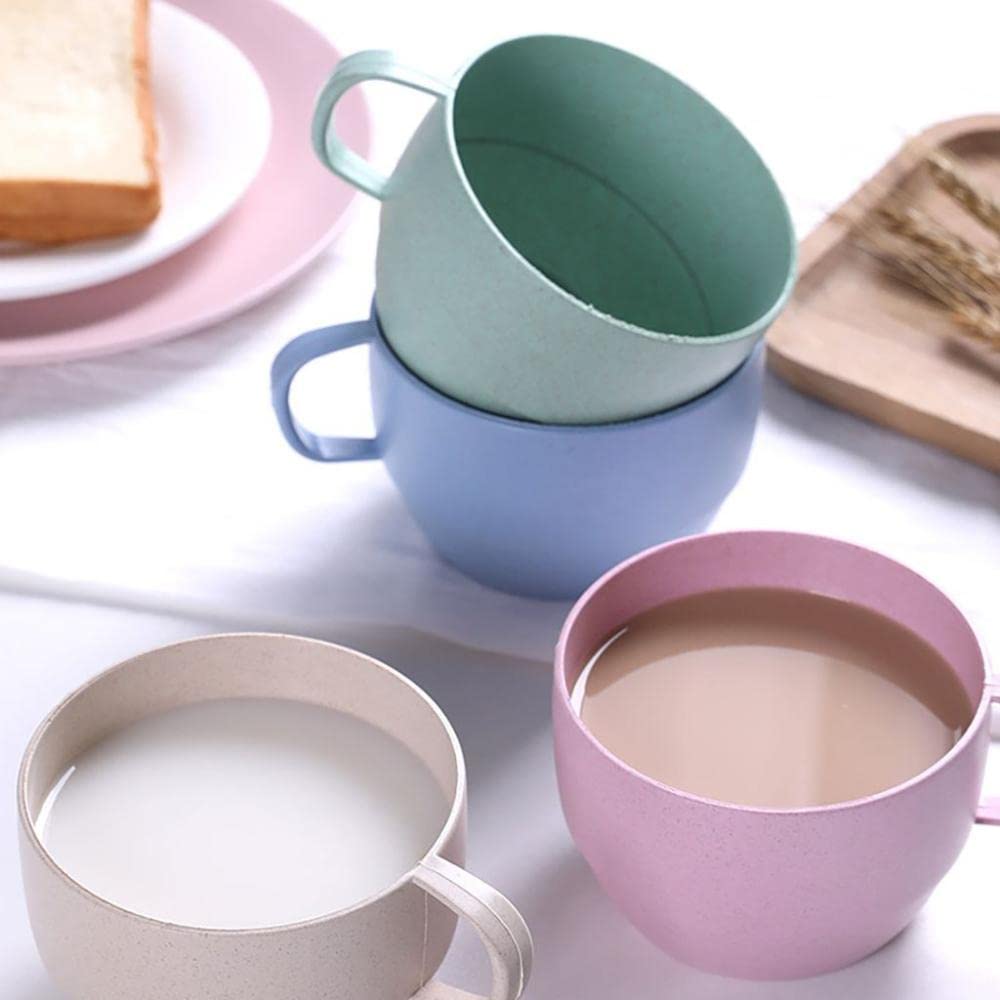 Eco-Friendly Wheat Straw Coffee Mug - Unbreakable Reusable Cup for Tea, Juice, Milk & Oats - Perfect for Breakfast, Office & Travel (Pink)