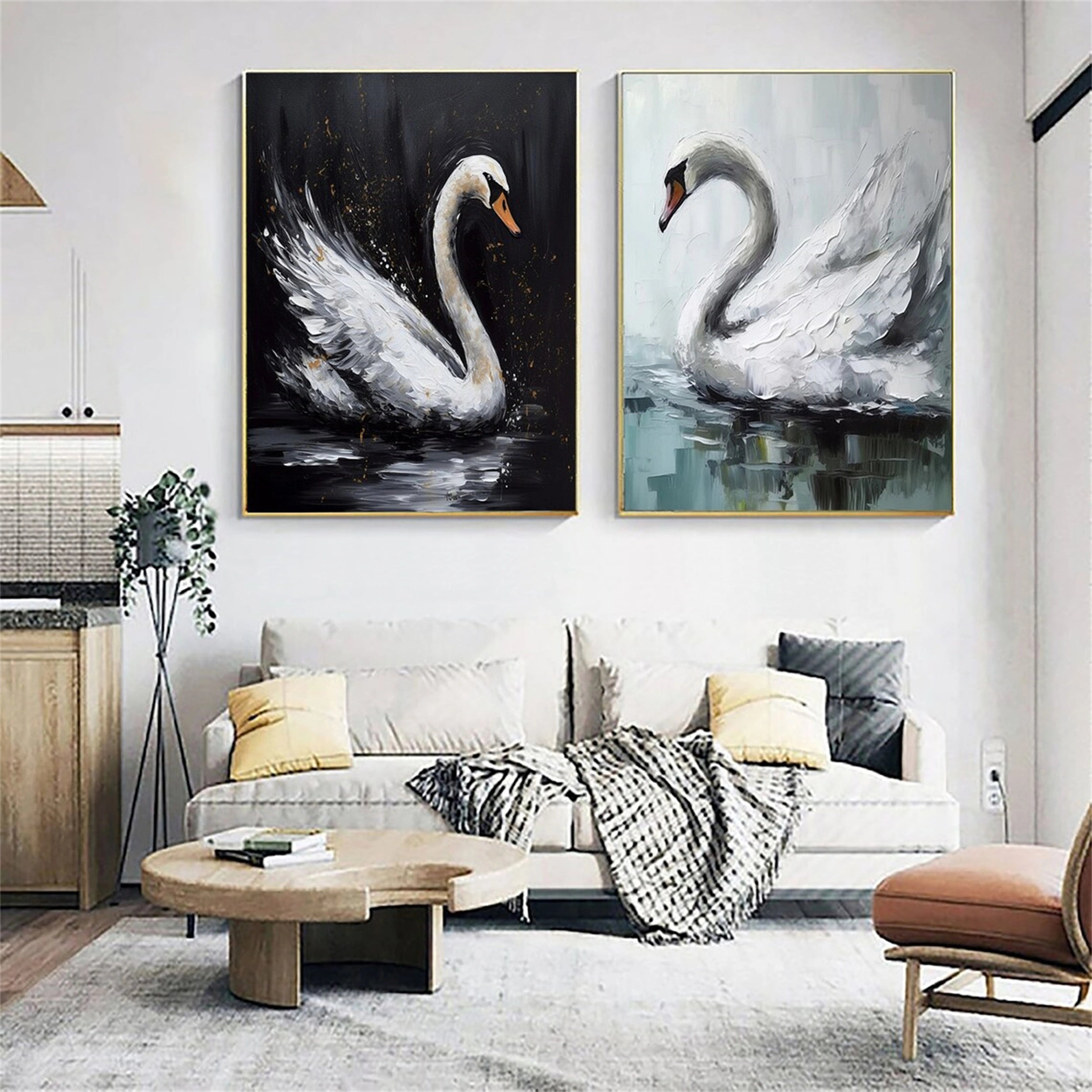 Minimalist Zen Canvas Paintings Set of 2 - Abstract Wall Art Decor for Living Room, Bedroom & Office #MZ065