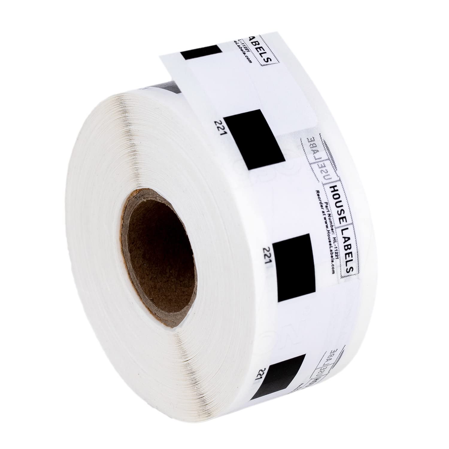 HOUSELABELS Compatible with Brother QL DK-1221 Label Printer - 1000pcs 23x23mm Square Sticker Labels (24 Rolls) with 1 Reusable Cartridge - Perfect for Office, Shipping, Inventory & Product Labeling