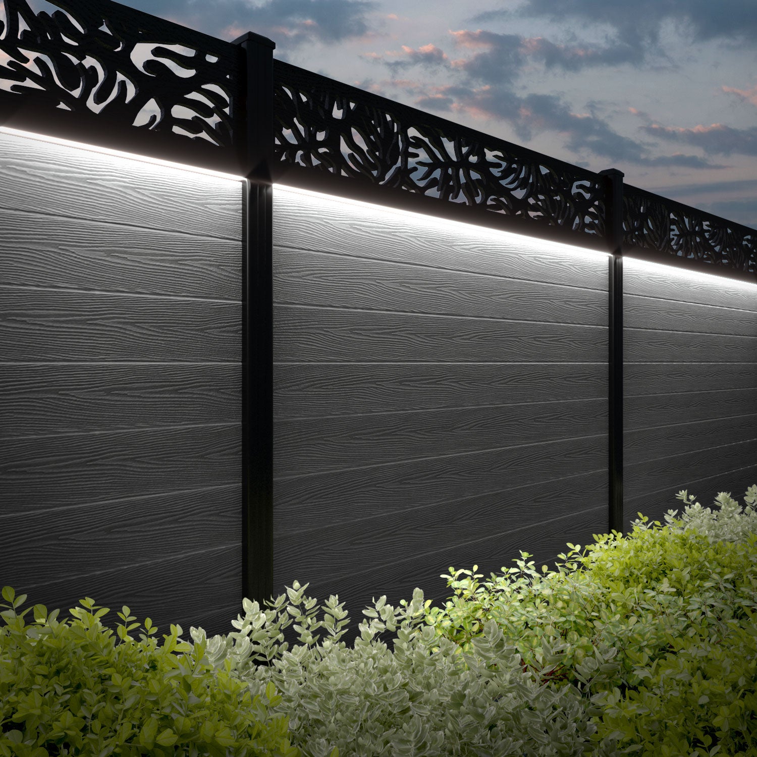 Classic Botanic Fence Panel - Mid Grey Composite Privacy Fence with Durable Posts | Perfect for Backyard, Garden, and Patio Privacy Screening