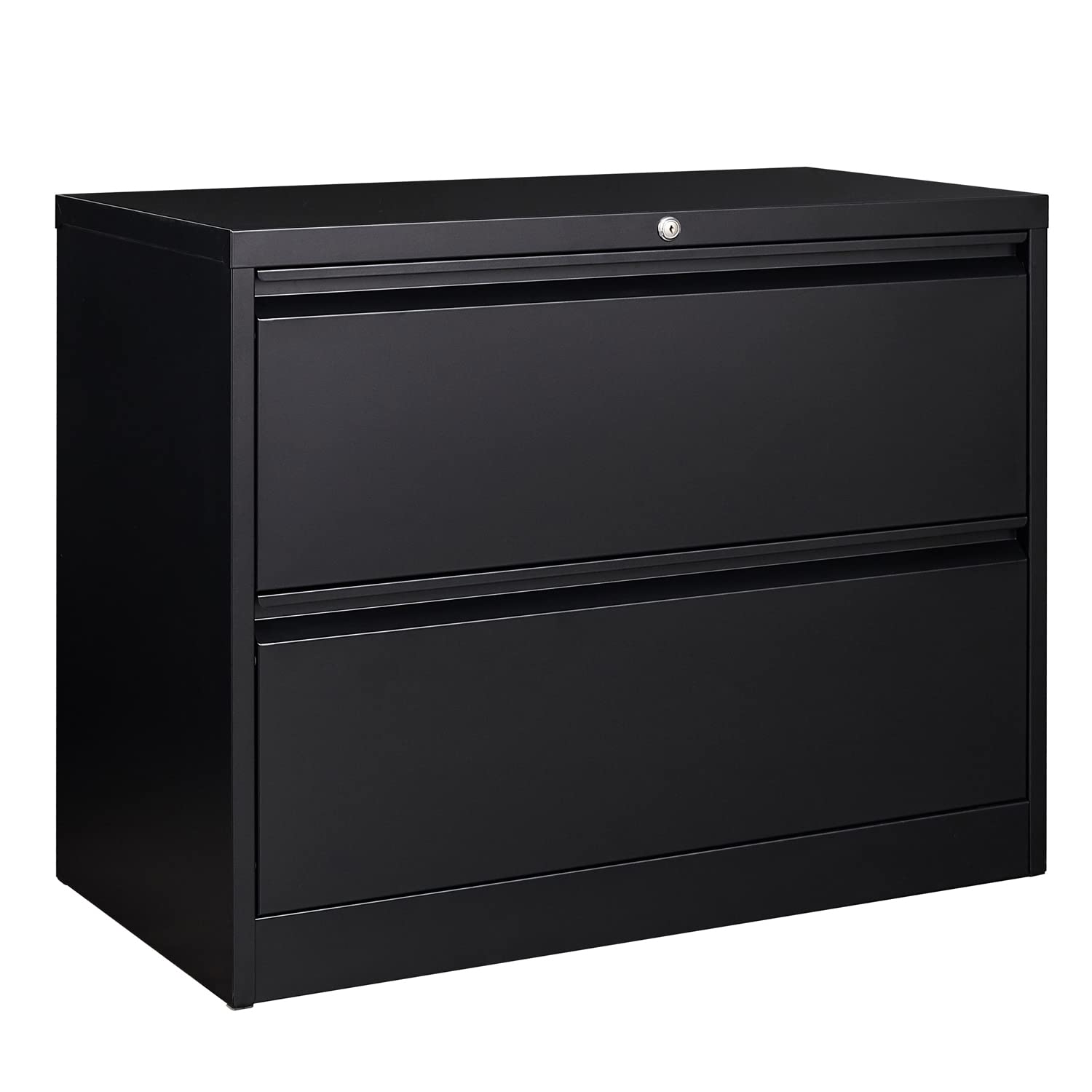 2 Drawer File Cabinet with Lock - Heavy Duty Stainless Steel Lateral File Cabinet & Printer Stand for Home Office Organization | Secure Document Storage for Contracts, Tax Records & Office Supplies (Black)